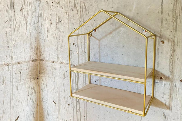 מדף קיר מוזהב לתכשיטים \ פינת איפור