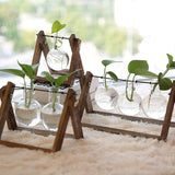 אגרטל שלישייה לצמחים מזכוכית ועץ - UrbanPlanter